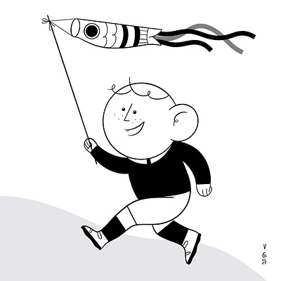 Spot Illustration - Kite Boy black and white design editorial editorial illustration graphic design illustration spot illustration