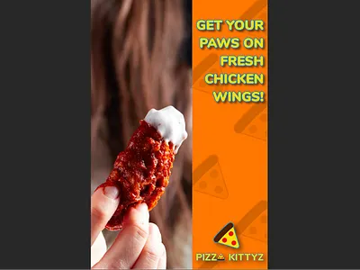 Pizza Kittyz Wings Poster! brand branding buffalo creative design food foods graphic design illustration kittyz logo pizza poster poster design posters ui vector vectorart wing wings