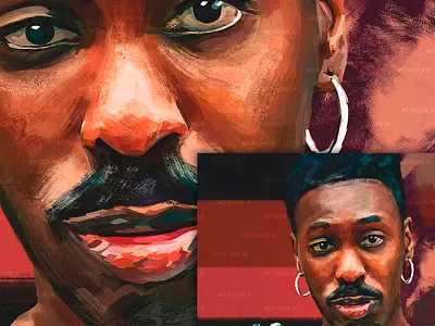 Portrait abstract afro artwork digital illustration man mixart portrait realistic