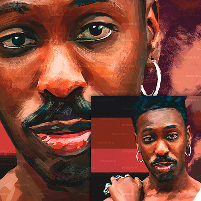 Portrait abstract afro artwork digital illustration man mixart portrait realistic