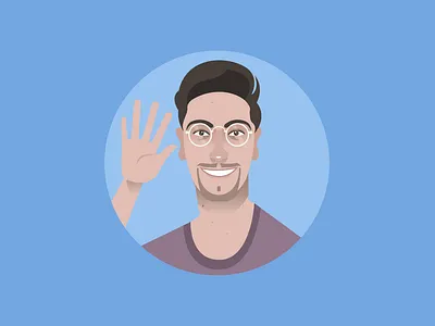 Self Portrait, 2022 cartoon cartoonish character design flatart illustration photoshop portrait selfportrait waving webart webdesign