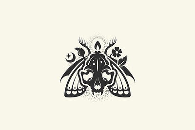 Madam Firebli9ht behance bones branding brush butterfly creepy dark design gothic halloween horror illustration logo moth mystic occult occultism scull vector witch