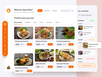 Food Plan Dashboard app clean dashboard food food dashboard food delivery food order food plan food plan dashboard order plan ui dasboard ui design uiux