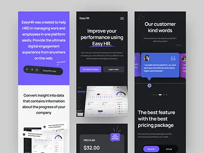 Saas Landing page Responsive - Easy HR app dashboard design employee hr hr management hrm landingpage manager minimalist mobile modern responsive responsive website saas saas landingpage ui ux web design website