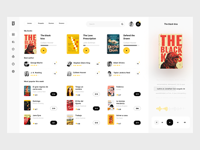 Web portal for reading and listening to books"Hedwig" app books branding dashboard design graphic design logo player ui ux web