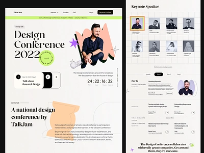 Design Conference - Landing Page aesthetic beautiful clean conference design designconference figma keynote landingpage layout meeting minimalism responsive speaker ticket typography ui ux webdesign website