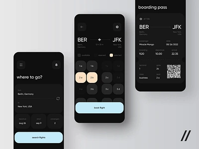 Booking App android animation app app design book booking calendar darl theme dashboard design ecommerce flight interface ios mobile app motion ticket travel ui ux