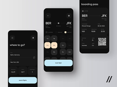 Booking App android animation app app design book booking calendar darl theme dashboard design ecommerce flight interface ios mobile app motion ticket travel ui ux
