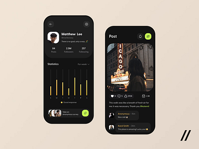 Anonymous Feedback App analytics android animation anonymous app comment dark theme dashboard design feedback interaction interface ios location mobile mobile app profile social media ui ux