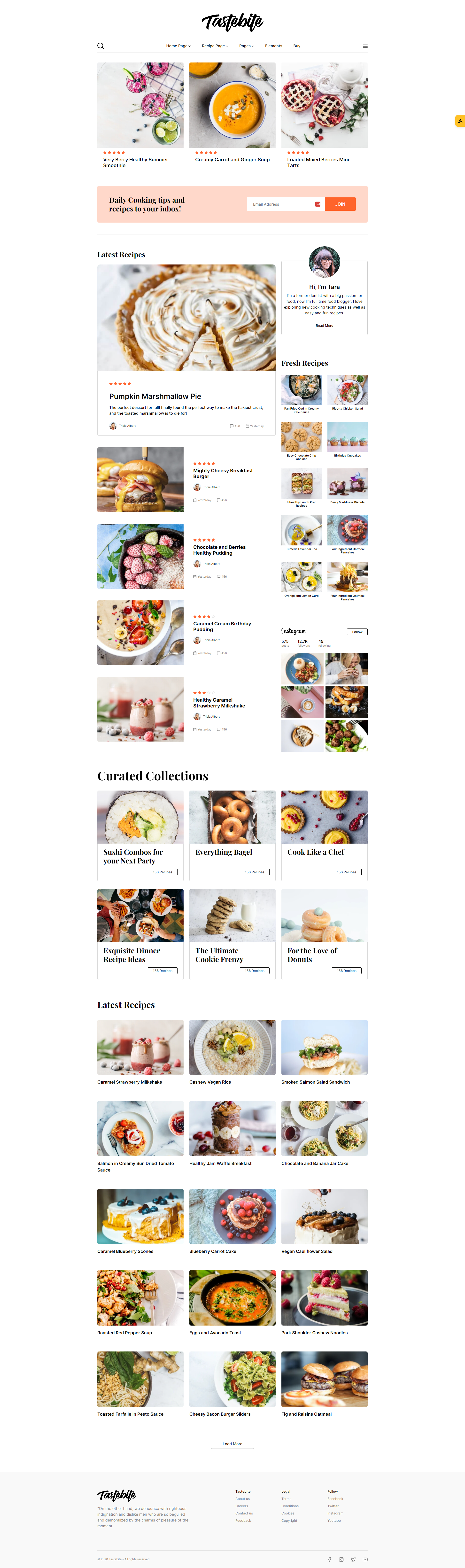 Tastebite - Food Recipe Website Template Landing Page Design best food websites design bootstrap recipe template cooking website design cooking website template food blog website templates food recipe website design food recipe website template food recipes html template recipe html template recipe landing page template recipe page design recipe web template recipe website design recipe website template