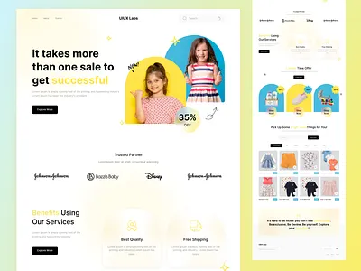 Kids Ecommerce landing page | Shopify Website amazon case study child website colors ecommerce firstcry flipkart gradiant hero section indiamart justdail kids ecommecre kids shop kids website landing page shopify ui design website website design yellow
