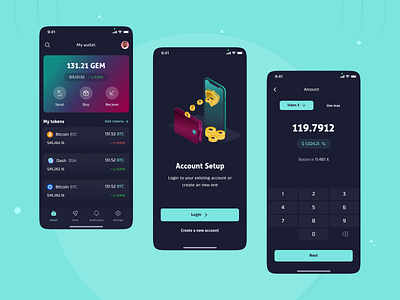 Gema - Blockchain App Design android bitcoin blockchain blockchain design clean creative design crypto crypto ui cryptocurrency dark ui ethereum gaming metaverse mobile app modern nft nft games play to earn trending design uxui