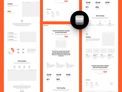 Sections Wireframe Kit branding components craftwork design figma landing marketplace ui ui kit web website wireframe