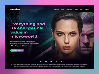 Ai Avatars for Metaverse ai animation avatar blockchain crypto dao defi elementor illustration launchpad marketplace metaverse nft ui wallet web 3 webflow website design