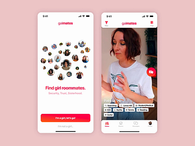 galmates: Find girl roommates. consumer marketplace real estate roommates ui ux