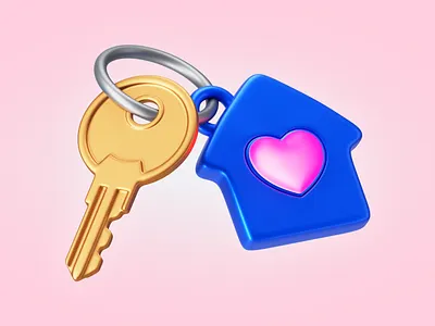 Key 3d b3d blender heart home house icon illustration key metal ozon trinket