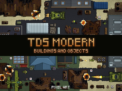 Top Down Buildings and Objects Pixel Art 2d art asset assets building buildings craftpix game assets gamedev indie indie game pack pixel pixelart pixelated set top down topdown topview