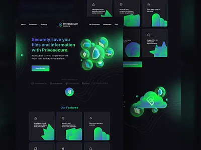 PriveSecure Landing Page Design affinitydesigner branding design graphic design illustration illustrator logo ui ux vector web