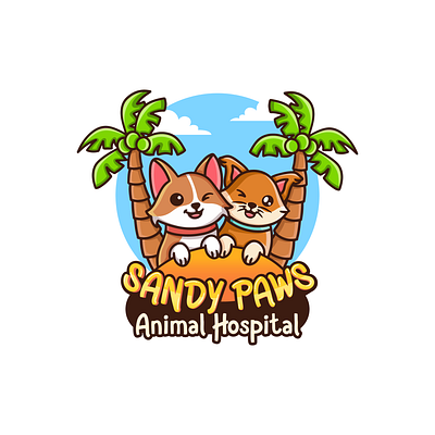 Animal Hospital animal animal hospital animal vet cat character design design dog graphic design illustration logo logo design palm summer vector vet