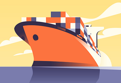 Loaded container cargo ship moving across the ocean cargo china delivery design freight illustration logo ocean sea ship