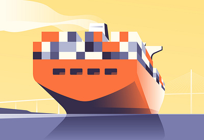 Loaded container cargo ship passes under the bridge cargo china commercial container delivery freight global harbor ocean port sea ship shipping tanker terminal trade transport transportation