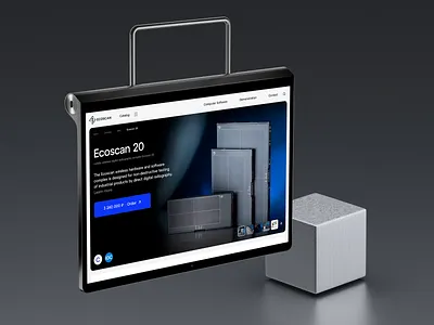 Ecoscan product card page 3d design desktop layout minimal typography ui ux web