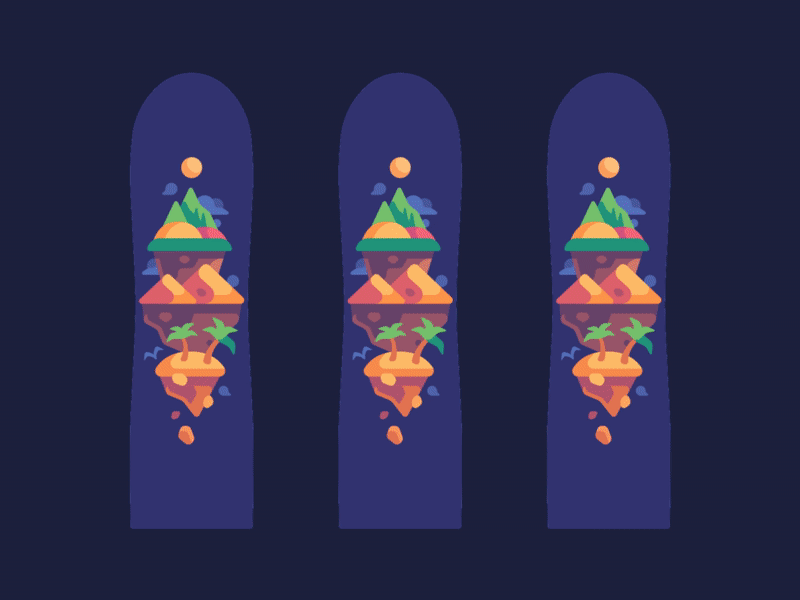 Yeti Rush Snowboards - Landscapes beach desert design flat game illustration island landscape lighthouse mountain snowboard vector
