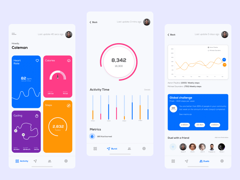 Personal Health App branding design hireme interface mockup motion graphics rebound ui ux