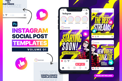 Instagram Social Post Templates ad facebook flyer followers gamer gaming instagram instagram social post templates marketing media mockup post post templates social social post templates stories story streamer template twitter