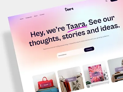 Taara Blog Landing Page article blog page blog post clean cms creative landing page minimal modern news post stories trend ui uidesign ux web wordpress