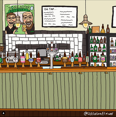 'Inside Donny Brewery & Tap' design illustration interior people procreate