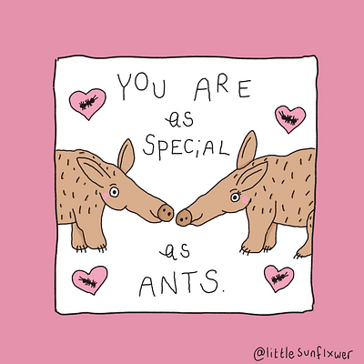 'Anteaters in Love' Card animal anteater card design graphic design illustration procreate valentines