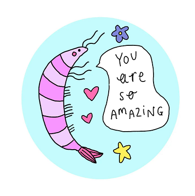 'Positive Prawny' animal design graphic design illustration procreate