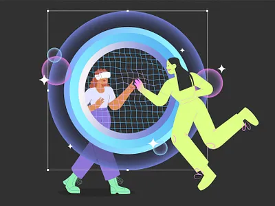 Metaverse blockchain cartoon illustration character character illustration color design digital flat flat illustration game graphic design metaverse technology vaporwave vector virtual reality