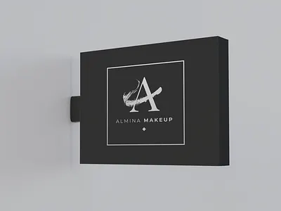 Hanging Sign Almina Makeup brand branding clean design illustration logo logosign makeup makeuplogo makeupsign sign typography vector