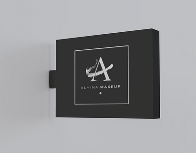 Hanging Sign Almina Makeup brand branding clean design illustration logo logosign makeup makeuplogo makeupsign sign typography vector