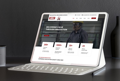 UI for sulphuric plant equipment provider b2b banner branding concept design equipment glance industrial numbers presentation stats ui url web website