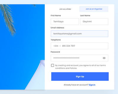 Signup Screen app design minimal ui ux web website