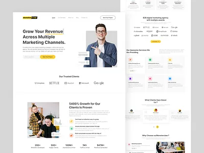 Monsterclaw Landing Page ReDesign clean cricssain design design ui dribbble hero section hero section ui landing page landing page design landing page ui logo marketing agency redesign ui ui design ui ux ux yallow