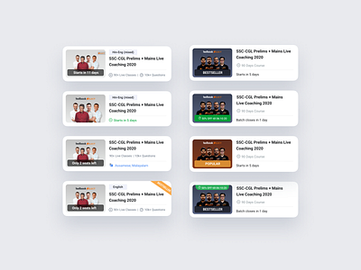 Testbook Select Cards app design branding byjus cards components design edtech exam mobile app study app testbook ui ui components ui design unacademy ux