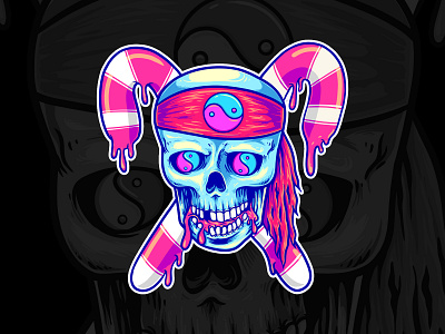 Candy Pirate candy color candy skull cartoon design funky hippie illustration introvertikal psychedelic skull trippy vector