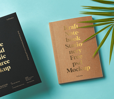 Free Stationery Set Kraft Notebook Psd Mockup branding notebook notebook mockup stationery mockup