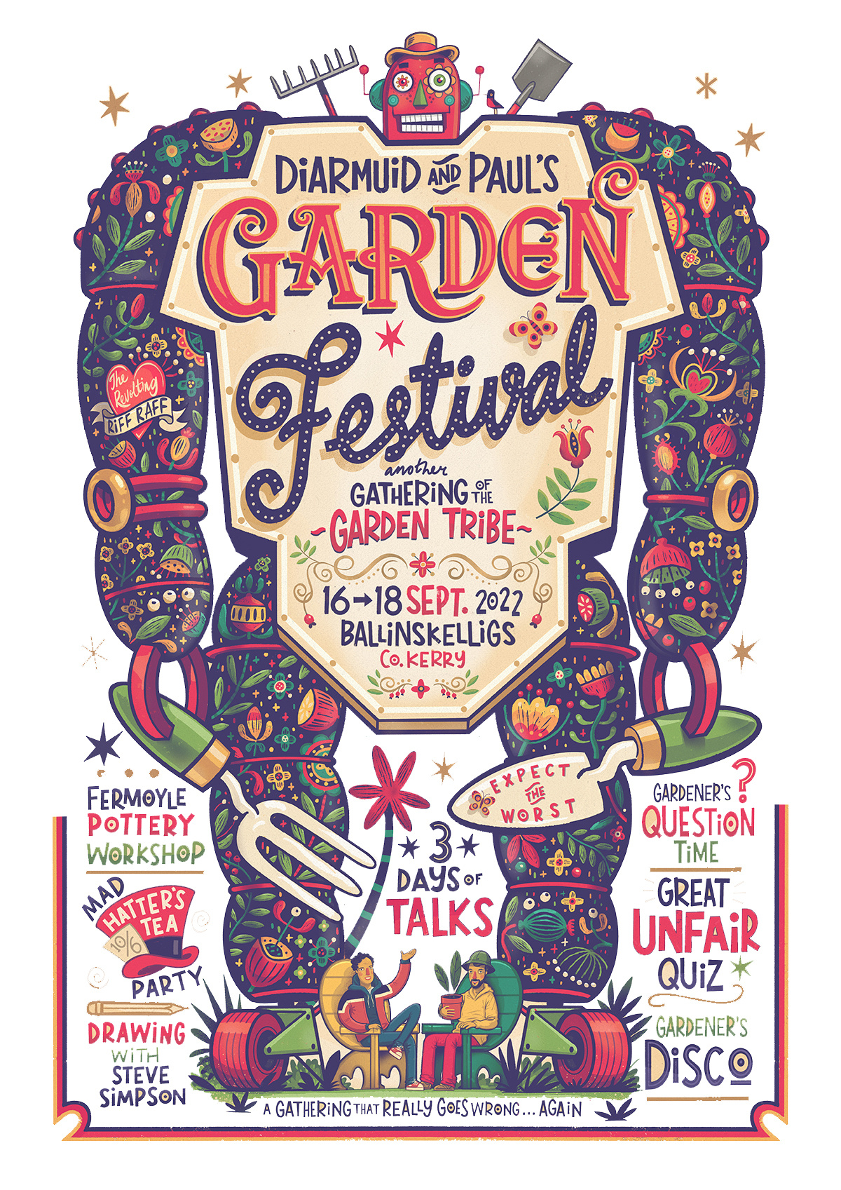 Garden Festival Poster branding character design fun garden graphic design hand lettering illustrated illustration logo plant poster
