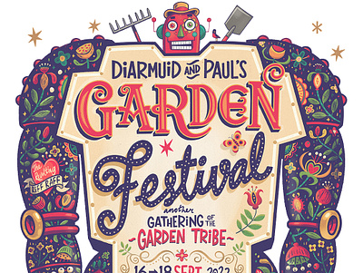 Garden Festival Poster branding character design fun garden graphic design hand lettering illustrated illustration logo plant poster