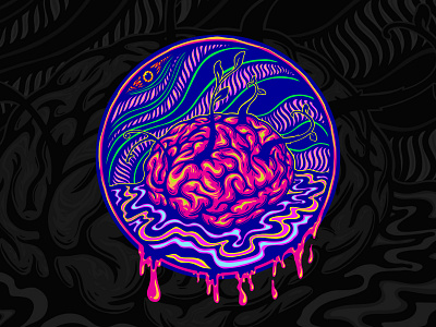 TRIP BRAIN brain branding cartoon design illustration introvertikal logo pop color psychedelic trippy vector