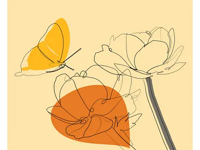 Abstract Flower & Butterfly Line Art design abstract line art