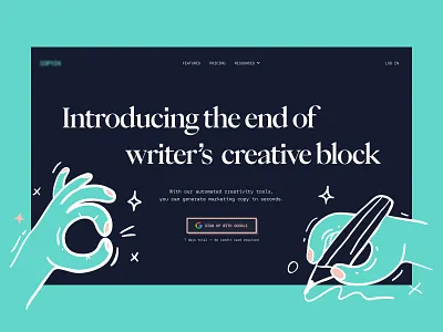 AI Content writing tool ai app brand branding design design on demand figma graphic design green illustration landing landing page logo prototype ui unlimited ux web web design writing