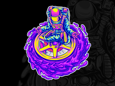 MEDITATE astro astronaut cartoon design illustration introvertikal logo meditate meditating pop psychedelic trippy vector