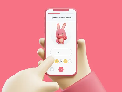 Learn language and have fun 3d app branding children design design on demand graphic design illustration language learn mockup pink red ui unlimited ux web design