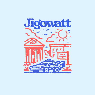 Jigowatt! 80s movie back to the future car classic comedy delorean doc brown hill valley illustration jigowatt mcfly movies procreate sci fi
